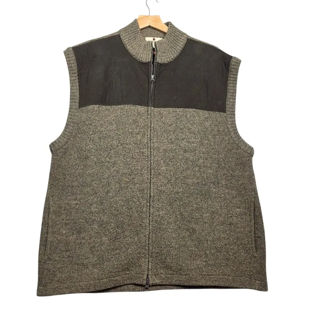 Woolrich Full Zip Wool Suede Quilted Trim Vest Size XL